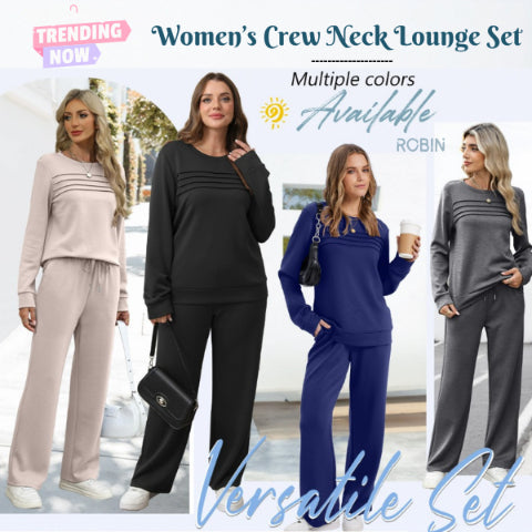 ✨Women's Crew Neck Top & Drawstring Pants Set